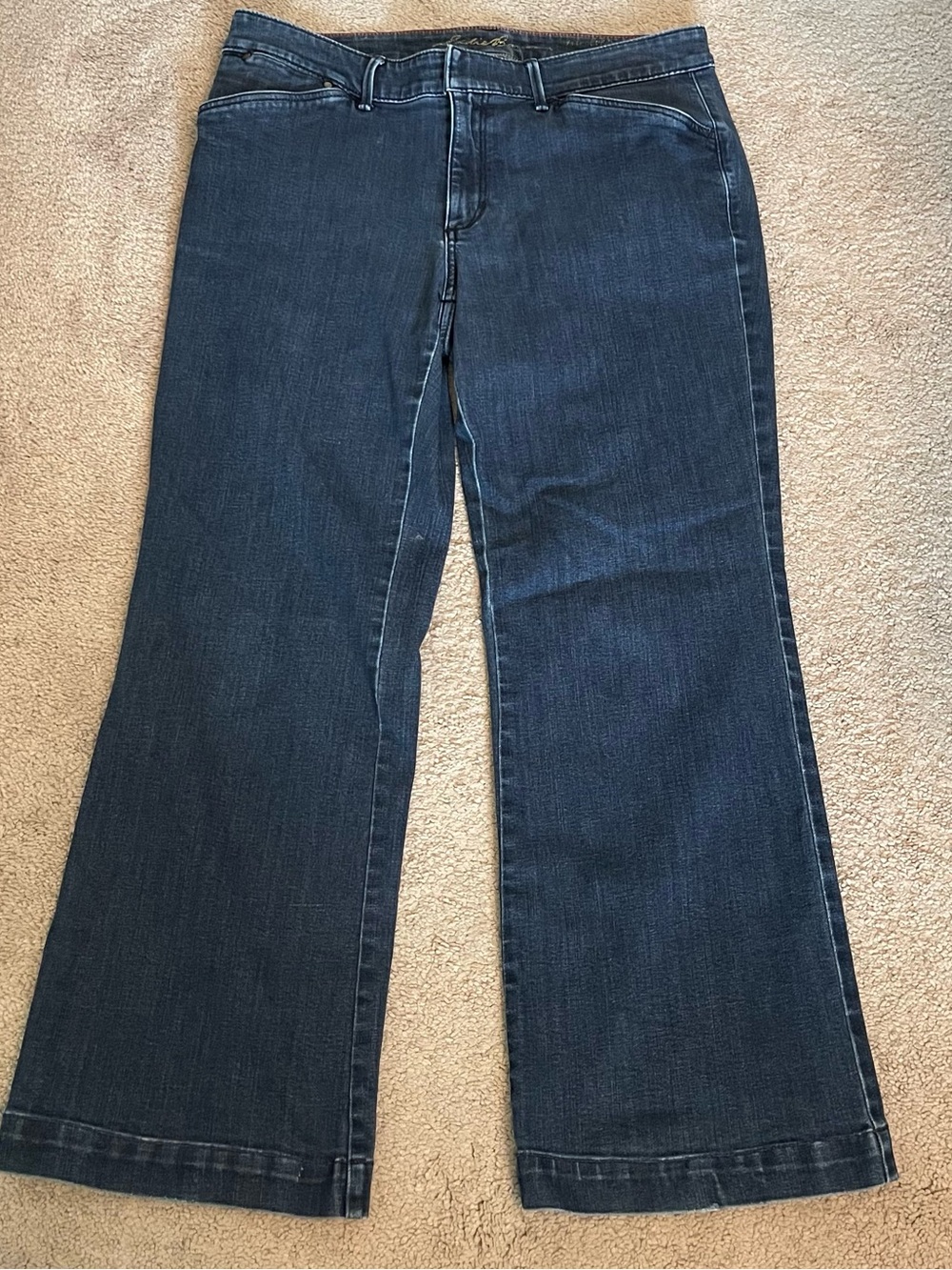 Eddie Bauer High-Rise Wide-Leg Jean Trousers in Deep Indigo | Size 12